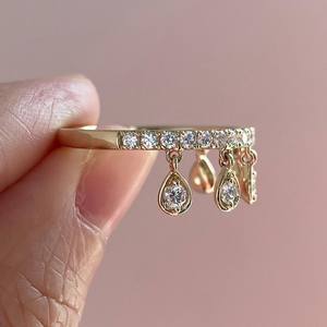 แหวนทองคำ 14K / 18K ประดับมอสซาไนต์ทรงระย้า ดีไซน์หรูหรา พร้อมจี้เพชรเคลื่อนไหวได้ วัสดุเงินแท้ 925 สำหรับผู้หญิง - Product Image 5