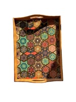 Nouveau Plateau de Service Suspendu en Bois Gravé, Design Écologique, Finition Bois Durable, Outils de Petit-Déjeuner, Cuisine, Maison, Ramadan, Diwali