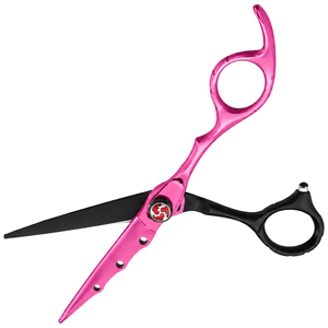 Ciseaux de coiffure professionnels durables en acier inoxydable de 6 pouces, rose et noir, avec logo personnalisé, vente en gros, faible MOQ - Product Image 2
