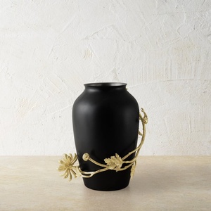 Jarrón de lujo Saleem International 2026 con diseño de granada, color plateado, de metal, con hoja de ginkgo marrón dorado - Product Image 2