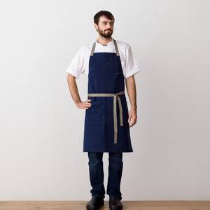 Tablier en toile robuste avec poches, logo personnalisé, sangle de cou en cuir réglable, attaches dorsales, uniforme professionnel pour barman - Product Image 3