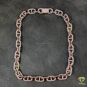 Chaîne cubaine en argent sterling 925 avec diamants Moissanite VVS pour hommes, style hip-hop bling, fermoir boîte, style denim, bijoux fins - Product Image 4