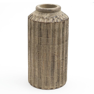 Maceta de Madera Tallada con Diseño Boho Rústico Natural, Florero Redondo de Madera de Mango, Decoración para Patio y Sala de Estar - Product Image 5