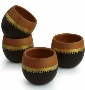 Handmade Luxury Terracotta <b>Clay</b> Kettle & Cup <b>Set</b> Eco-Friendly Brick Design Cups MUG GLASS for Coffee & Tea - Product Image 2