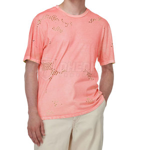 T-shirt homme en coton 100% de haute qualité, manches courtes, coupe ample, effet usé, logo personnalisé imprimé. - Product Image 3
