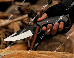 Cuchillo de Supervivencia para Caza y Camping, Forjado a Mano, Hoja de Acero Inoxidable 12C27, con Orificio para el Dedo, Hoja Fija, 58 HRC, OEM/ODM - Product Image 3