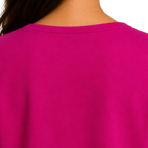เสื้อคลุมปักลายสำหรับผู้หญิง สีชมพูฟูเชีย แขนสั้น คอวี ผูกเอว สไตล์ลำลอง รับทำโลโก้ตามสั่ง ขายส่ง เสื้อแฟชั่น ผู้ผลิตเสื้อเชิ้ต - Product Image 4