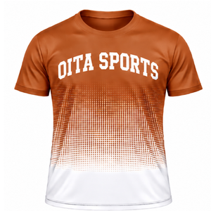 Rust Brown and <b>White</b> Gradient Sublimation <b>T</b> <b>Shirt</b> Men Short Sleeve Crew Neck Custom Printed Sports Training Performance Athletic - Product Image 1