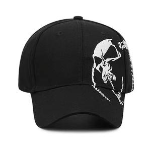 Gorra de Béisbol Unisex Negra con Bordado de Calavera Blanca, Estilo Urbano, Casual, Transpirable, Ajustable, para Adultos, 56-58CM - Product Image 3