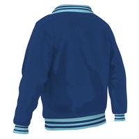 Veste de sport bleue pour homme avec bordure bleu clair, fermeture éclair sur le devant, poches, style preppy, coupe classique, hiver, vintage
