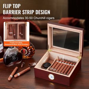 Humidor de Escritorio Hecho a Mano con Madera de Cedro Español y Tapa de Cristal, Estuche para Almacenamiento de Cigarros con Humidificador Integrado - Product Image 4