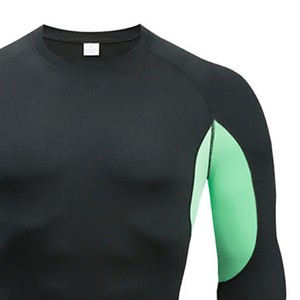 Haut de sport athlétique pour homme à manches longues, anti-UV, noir et bleu, à séchage rapide, en Spandex et Polyester - Product Image 4