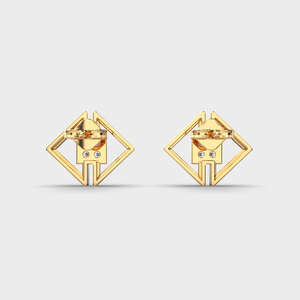 Pendientes de Diamantes Cultivados en Laboratorio con Certificación IGI, Diseño Geométrico Cuadrado, Oro Amarillo/Blanco/Rosa de 14K, Pendientes Modernos de Diseñador - Product Image 4