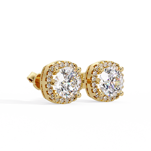 Solitaire Halo Stud Martini Screw <b>Back</b> <b>Earrings</b> Cut Lab Grown Diamond IGI Certified 18K Pure Gold Rhodium Plated Luxury Wedding - Product Image 3