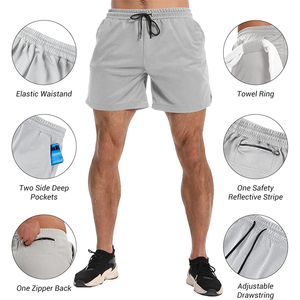 Shorts de sport pour hommes en polyester uni, personnalisables en gros, OEM, haute qualité, avec cordon de serrage à la taille et poches latérales, séchage rapide - Product Image 6