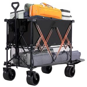 Klappbarer Doppeldecker-Wagen mit Bremsen 54 Zoll Extra Langer Wagen 7 Zoll Allterrain-Räder PVC Strand Camping - Product Image 1