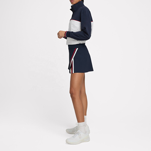 Customized Women Summer Casual Solid Breathable Dropped Waist Slit Tennis Sports Golf <b>Skirts</b> with 2 Pockets Athletic 100% Cotton - Product Image 1