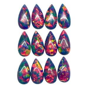 Opale noire naturelle australienne en forme de poire, cabochon 6 mm, pierres précieuses en opale noire, lot de pierres précieuses en vrac, prix de gros, pour la fabrication de bijoux - Product Image 1