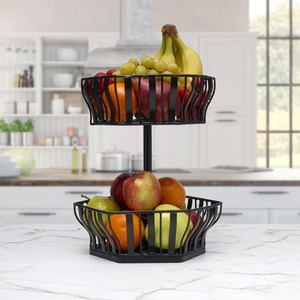 Set Of 2 Black Metal <b>Basket</b> Perfect For Home Kitchen Office Storage Organizer And Modern Durable <b>Wire</b> <b>Basket</b> Wholesale From Indi - Product Image 4