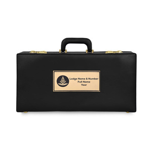 Master Blue Lodge Apron Case Black PU Leather Velvet Lining Custom Metal Name Plate Multi-Functional Premium Masonic Briefcase - Product Image 1