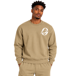 Sudadera Beige Caqui para Hombre, Cuello Redondo, Manga Larga, Estilo Casual, Forro Polar, con Logotipo Personalizado, Ropa Deportiva de Invierno, Venta al Por Mayor - Product Image 1