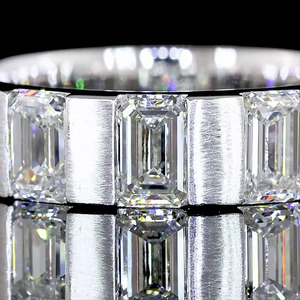 <b>Emerald</b> Cut Lab Grown Diamond Men's Wedding <b>Ring</b> Rhodium Plated in 10K/14K/18K Gold & 925/935 <b>Silver</b> Engagement Customizable - Product Image 2