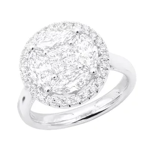 Bague Halo Cluster en Or 18K 750 Certifiée IGI avec Diamant de Laboratoire de 0,216 ct pour Femme, Bague de Fiançailles, de Mariage et de Soirée de Luxe - Product Image 3