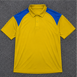 Men's Yellow <b>Blue</b> Color Blocked Short Sleeve <b>Polo</b> <b>Shirt</b> Quick Dry Knitted Casual Sport Top - Product Image 1