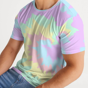 Camiseta de Manga Corta para Hombre, Tie-Dye, Cuello Redondo, Casual, Tejida, Corte Regular, Multicolor, 100% Poliéster, Transpirable, 2026 - Product Image 3