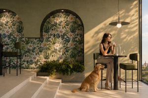 Azulejo de superficie mate de la serie Mile de 600×1200 mm con un exquisito diseño floral tropical y suaves elementos botánicos - Product Image 4