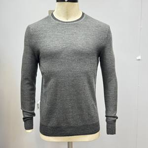 Pull 100% coton de haute qualité pour hommes OEM coupe régulière manches longues pull à col rond automne décontracté solide mince tricots - Product Image 3