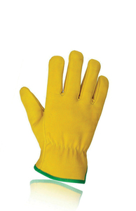 Guantes de Seguridad de Cuero Amarillo con Puño Elástico Verde Antideslizante Resistentes a Impactos (Nivel 3) Guantes de Trabajo de Uso General - Product Image 3