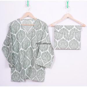 Ensemble de pyjama pour femmes à manches trois-quarts, col en V, imprimé floral romantique de luxe, respirant, séchage rapide, taille élastique - Product Image 2