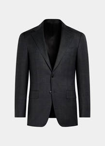 Costume d'affaires sur mesure en gros pour hommes, gris foncé à carreaux, avec blazer et pantalon ajustés, coupe moderne slim - Product Image 5