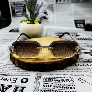 Iced Out Diamond Sunglasses Hip Hop Eyewear Black Gradient Lens <b>Frame</b> Rimless Designer <b>Square</b> Glasses - Product Image 1