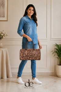 2026 New Designer Hand Tooled Leather Luggage Bags Multi Uses Handmade Bag Unisex Travel Bag <b>Big</b> Size <b>Handbag</b> - Product Image 6
