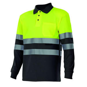 Polo orange haute visibilité pour homme, vêtements de travail, bandes réfléchissantes, matière polyester - Product Image 5