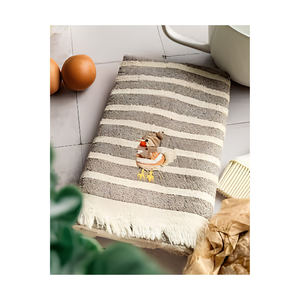 ผ้าเช็ดครัวปักลายไก่สีน้ำเงิน ผ้าฝ้าย 40x60 ซม. 180GSM 200TC ผ้าเช็ดจานเนื้อผ้ามีเท็กซ์เจอร์ BSCI MOQ ต่ำ รับผลิตแบบ OEM ODM ส่งออกจากอินเดีย - Product Image 4