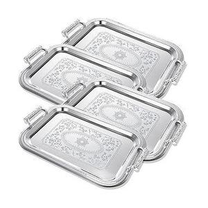 Bandeja Rectangular de Metal y Acero Inoxidable de Lujo para Servicio de Alimentos en Hoteles y Restaurantes, Bandeja Reciclable para Uso Doméstico - Product Image 2