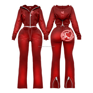Ensemble 2 pièces décontracté pour femme : veste courte à capuche zippée et pantalon de jogging – Collection Streetwear 2026 - Product Image 3