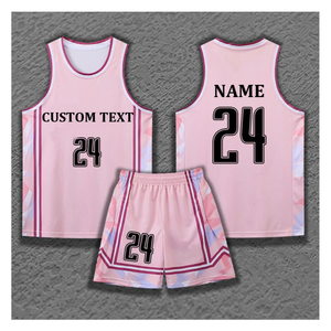 Conjunto de Uniforme de Baloncesto Personalizado con Serigrafía Digital, Color Rosa 24, Unisex para Adultos, Sin Mangas, Transpirable y de Secado Rápido - Product Image 3