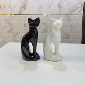 Urne funéraire en aluminium en forme de chat, blanc nacré, ornement décoratif, souvenir pour la décoration intérieure, urne haut de gamme. - Product Image 2