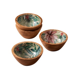 Tazón de madera hecho a mano con diseño Wabi Sabi, interior rayado, para servir comida, forma redonda, tazón decorativo de madera, vajilla. - Product Image 2
