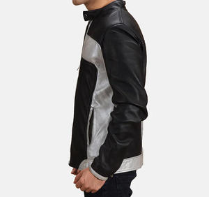 Wholesale 2026 Classic Biker Pu Leather Slim Fit Windproof Waterproof Stand <b>Collar</b> Black & Silver Leather <b>Jacket</b> For Men Winter - Product Image 2