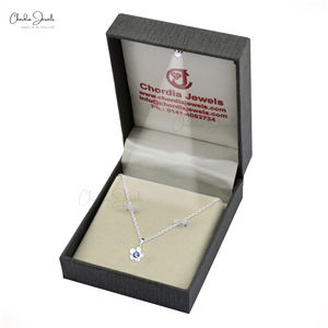 Colgante de Tanzanita Natural de 5mm con Corte Brillante en Oro Blanco Fino de 14k, Diseño Floral, de Proveedores Verificados, a Precio de Descuento - Product Image 3