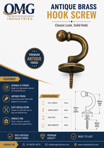 Premium Solid Brass Screw <b>Hook</b> Tie Back 70mm Retro Antique Finish <b>Curtain</b> Hold - Product Image 6