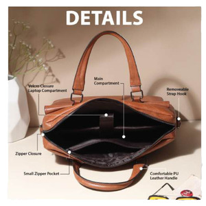 Liviya Bolso para portátil de cuero repujado, maletín de negocios, bolso de hombro para trabajo de oficina, modelo 152, organizador/agenda multifunción - Product Image 2