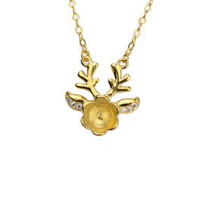 Pendentif en argent S925 en forme de cornes de cerf, 7-8 perles, accessoires de bijoux DIY, collier personnalisé pour femme, semi-fini 1461 - Product Image 5