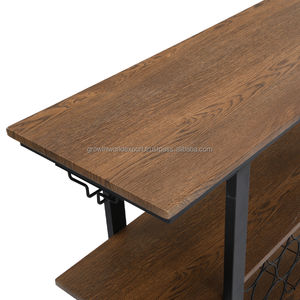 Table à vin moderne en bois massif Frances |   Table de rangement et de présentation design avec étagères |   Bar à usage domestique polyvalent 2026 - Product Image 6