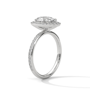 Bague de fiançailles en moissanite taille ovale en or blanc 14 carats avec sertissage pavé pour femme, style classique, bijoux - Product Image 3